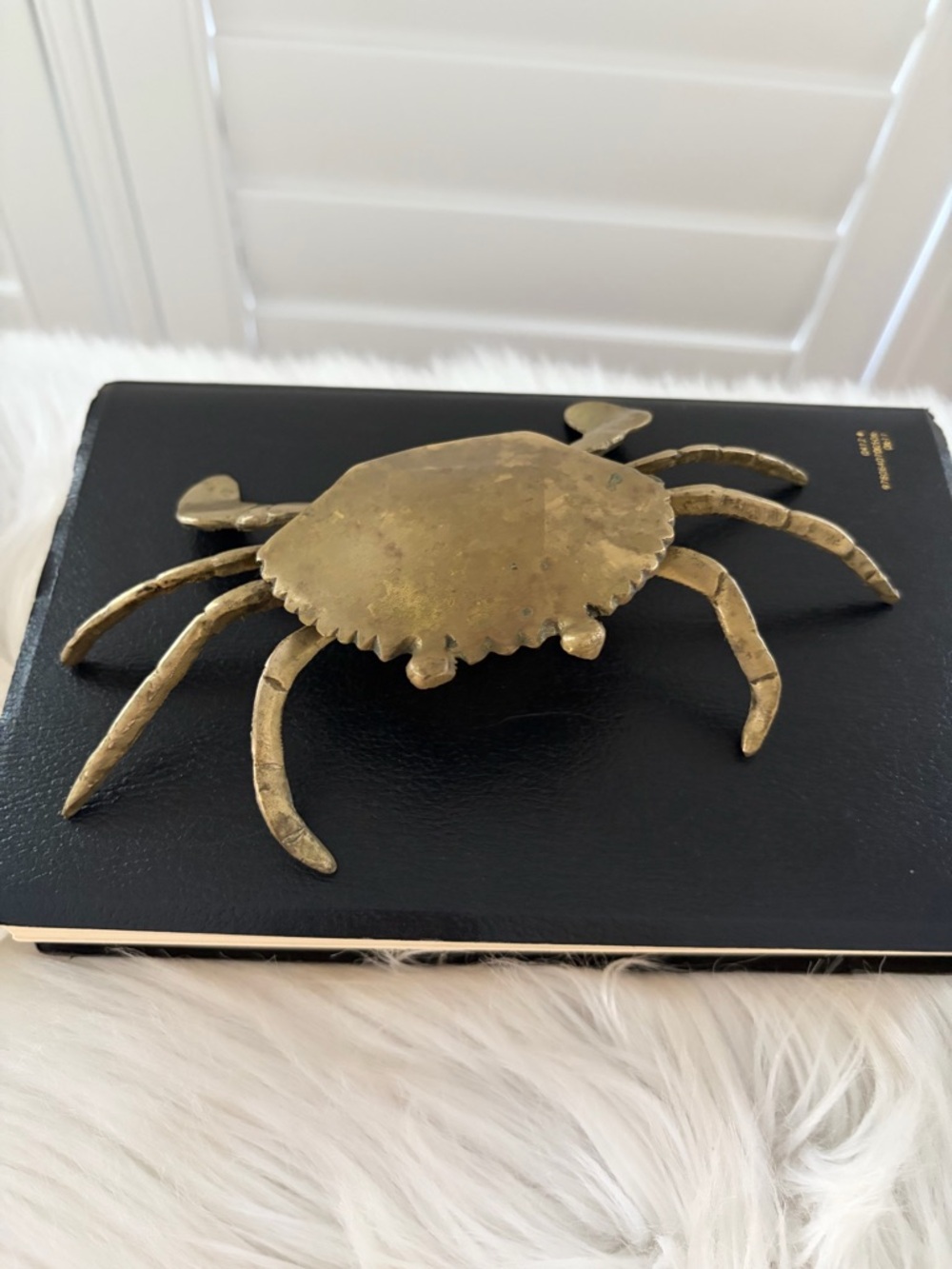 Vintage Brass Crab Decorative Accent - Gold Tone